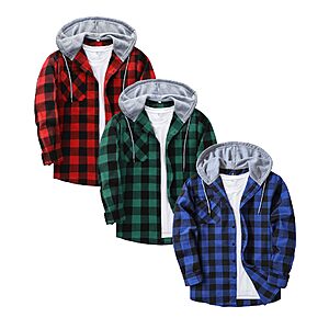 3-Pack ZITY Men's Long Sleeve Button Down Plaid Flannel Hoodie Shirts (Various) $19.99 + Free Shipping w/ Prime or on $35+