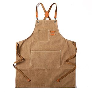 Tosewever Cotton Canvas Cross Back Chef Apron Heavy Duty Cotton Apron for Cooking BBQ M to XXL (Various Colors) $14.99