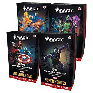 Magic: The Gathering Marvel Super Heroes 4-Pack Commander Deck Bundle (Avengers Assemble, Wakanda Forever, The Fantastic Four & Doom Prevails) $184.95 + Free Shipping