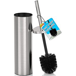 DOWRY Toilet Bowl Brush and Holder for Bathroom Silver $11.99
