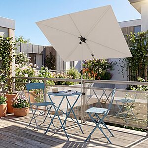 Grand patio 6x4 FT Balcony Umbrella, 360° Roating Rectangular Tilt Parasol UV 50+ Powder-coated Steel Pole Outdoor Umbrella for Apartment, Patio, Beige $69.99