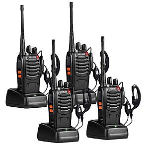 4-Pack pxton 16-Channel Rechargeable Long Range Walkie Talkies w/ Earpieces & Flashlight $37.98 + Free Shipping