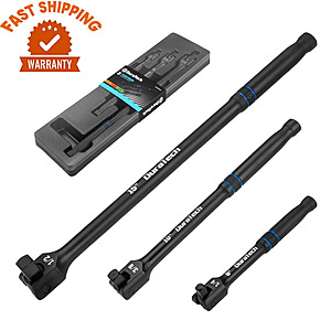 Duratech 3 PIECES 6" 10” 15" Breaker Bar Set 1/4" 3/8" 1/2" Drive 180° Rotatable Head, $19.43, free shipping, ebay