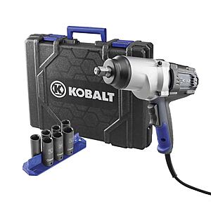 Kobalt 8-Amp 1/2" Drive Corded Impact Wrench w/ 7 Deep-Well Sockets & Carrying Case $79 + Free Shipping (YMMV)