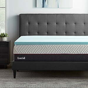 Lucid 2" Cooling Gel with Aloe Plush Memory Foam Mattress Topper, Twin-XL $16.94