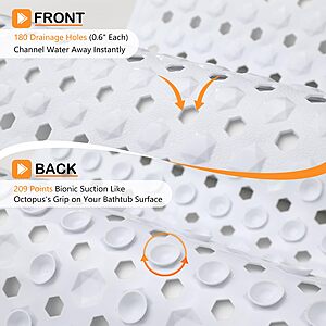 $9.89 AMAZON Yimobra Bathtub Mat Non Slip, 27.5"X15.5" Machine Washable Shower Floor Mat, Soft on Feet, White