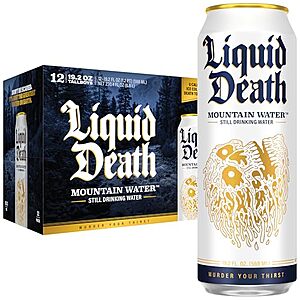 [SnS, AC] $11.21 | 12-Pack 19.2-Oz King Size Liquid Death Still Mountain Water at Amazon