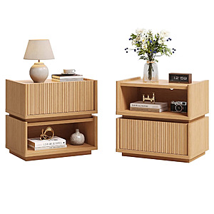 2-Pc Sikaic Stackable & Modular Nightstand w/ Fluted Drawer (Color: Natural Oak) $89 + Free Shipping