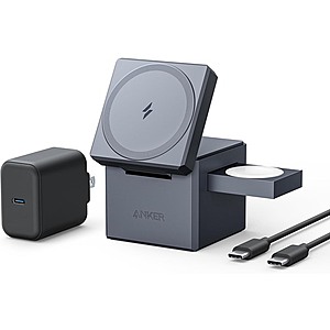 $64.99 | Anker 15W 3-in-1 MagSafe Wireless Charging Cube at Woot!