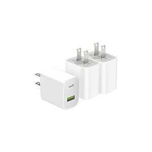 3 Pack 20W Dual Port USB C Charger Block $5.99 + Free S&H w/ Prime at Woot!