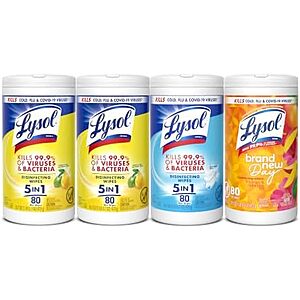 [SnS] $12.08* | 4-Pk 80-Ct Lysol All-Purpose Disinfecting Wipes (Mango + Linen + 2x Lemon) at Amazon