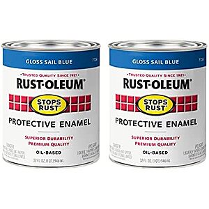 [NEW] $19.99 | 2-Pack 32-Oz Rust-Oleum Stops Rust Brush On Protective Enamel Paint (Gloss Sail Blue) at Amazon