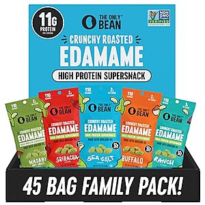 [SnS, AC] $27.57 | 45-Pk 0.9-Oz The Only Bean High Protein Edamame Snacks (Variety Pack) at Amazon (61.3￠ each)