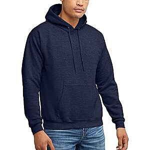 $8* | Hanes Men's EcoSmart Fleece Pullover Hooded Sweatshirt (Heather Navy) at Amazon