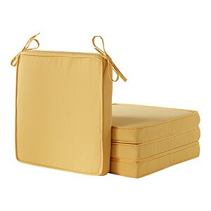 Set of 4 Greendale Home Fashions Outdoor 18 inch Square Patio Dining Chair Pads – Comfortable Fiber-Filled Seat Cushions with Ties, various colors $64.99