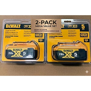 $70.98: (2 Pack)DEWALT DCB205 20V Max XR 5.0Ah Lithium-Ion Battery New In Pack Batteries at ebay