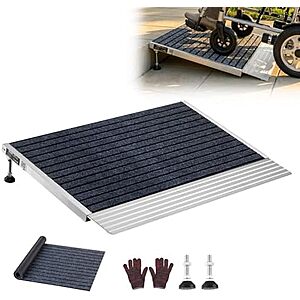 $74.89* | 24" x 35.8" VEVOR Aluminum Threshold Wheelchair Ramp w/ Adjustable Height & Non-Slip Surface (800 lbs Capacity) at Amazon