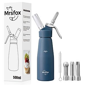 Mrsfox Professional Aluminum Whipped Cream Dispenser – 500 mL $22.19