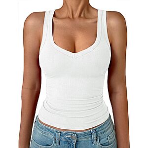 Amazon – GKBK Women's Ribbed V-Neck Sleeveless Tank Top - $4.99 w/ Code