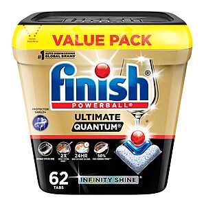 [S&S] Finish Ultimate Quantum Dishwasher Pods, Infinity Shine, Fresh Scent, 62ct $13.46