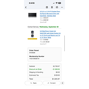 Costco - LG Washtower / Mulptiple Appliance Combo Deal $1799.99