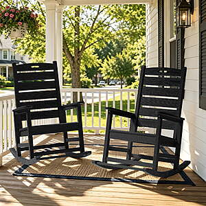 SERWALL 2 Pack  Oversized Outdoor Rocking Chair with Footrest(Black) $137.18 + Free S&H at Walmart
