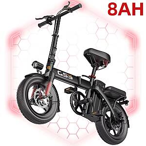 UPlee GS3 14in Folding Electric Bike 48V 500W 15-20 mph 8AH for $171; 10AH for $179; 15AH for $198 + Free S/H