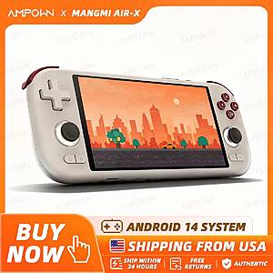 MANGMI AIR X Handheld Game Console 5.5'' Touchscreen Android 14 Black/Retro GB $87 + Free Shipping