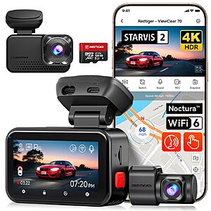 REDTIGER VC70 4K+2.5K Front and Rear Dash Cam Night Vision GPS $149.98 + Free Shipping $149.96