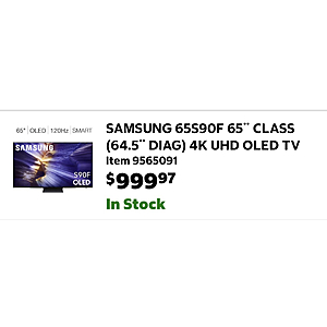 Samsung S90f 65" 999.97 YMMV $999.97