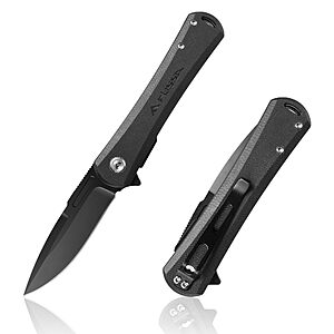FLISSA KÖSMO 4.5" G10 Handle D2 Steel Flipper Pocket Knife (Black) $9.99