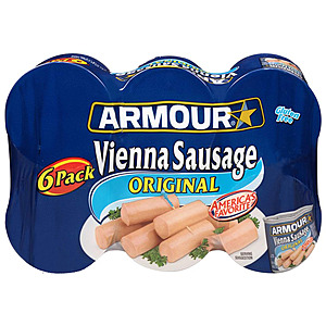 Armour Star Vienna Sausage, Original Flavor, 6-pack Canned, S&S $4