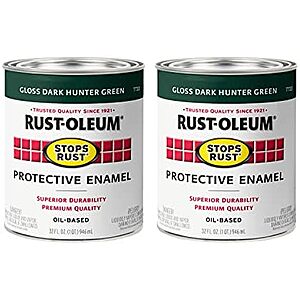 [NEW] $18.44 | 2-Pack 32-Oz Rust-Oleum Stops Rust Brush On Enamel Paint, Gloss Dark Hunter Green at Amazon