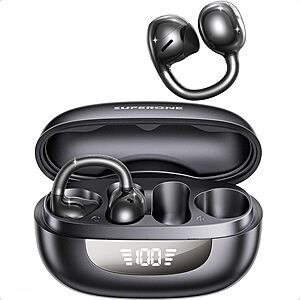 SUPERONE Open Ear Clip-On Bluetooth Earbuds w/ Air Cushion & LED Display $14.99 + Free Shipping w/ Prime or on $35+