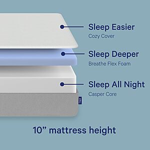 Casper Sleep Element Queen Mattress - Medium Feel - Motion Isolation - Breathable, Cooling Memory Foam - 100-Night Trial - CertiPUR-US~$464.40 @ Amazon