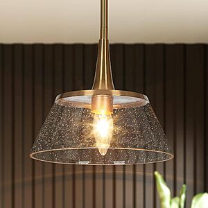 Amazon ~ Modern Gold Pendant Kitchen Island Light w/Seeded Glass $11.38