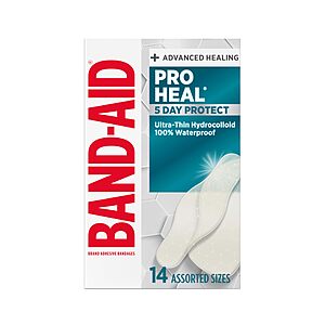 [S&S] $7.84: BAND-AID Brand Pro Heal Hydrocolloid Bandages, Assorted, 14ct