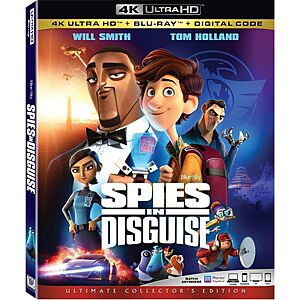 Spies in Disguise 4 K + Blu Ray + Digital $9.47 Amazon.com