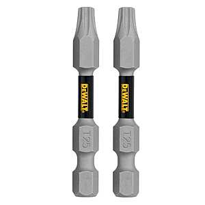 DEWALT Tough Grip 2-Pack 2" T25 Torx Screwdriver Bits $2.48 + Free Store Pickup at Lowe's or Free Shipping on $35+
