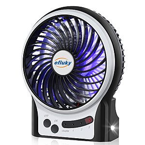 4.9" efluky 3-Speed Rechargeable Mini Desk Fan w/ LED Light (Various) $6.69 + Free Shipping w/ Prime or on $35+
