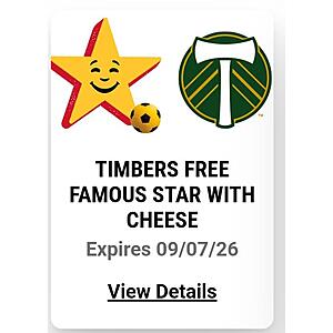 Carls Jr: Free Famous Star With Cheese, No Purchase Required, Expires 09/07/2026