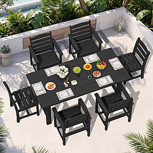 KINGYES 7-Piece Outdoor Dining Set w/ Table & Umbrella Hole(Various Colors) from $549.99 + Free S&H at Walmart