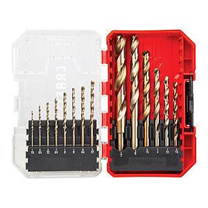 $10 LOWES CRAFTSMAN 14 -Piece Assorted Assorted Gold oxide coated Jobber length Twist Drill Bit Set