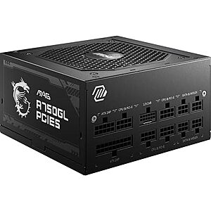 [AC] $59.36 | 750W MSI MAG A750GL ATX 3.1 PCIe 5 Fully Modular Compact Gaming Power Supply at Amazon