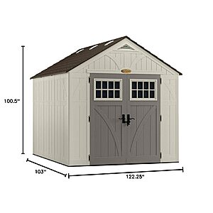 Suncast 8x10 Ft. Outdoor Storage Shed - Large Resin Outdoor Shed with Floor Included, Lockable Double Doors & Skylights $1103.18