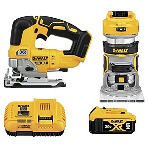 DEWALT 20V MAX Router Tool and Jig Saw, Cordless Woodworking 2-Tool Set with Battery and Charger (DCK201P1) $284.99