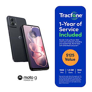$49.88 Walmart Tracfone Motorola Moto G Power 2024, 5G, 128GB, Black, Includes 1 Year $125 Service Plan