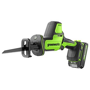 Greenworks POWERALL 24V Cordless Brushless 1in 3000 SPM Recip Saw with 2Ah Battery and Charger $83.99