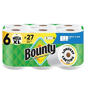 $36.48 ac TARGET: Charmin Ultra Soft Toilet Paper - 12 Mega XXL Rolls AND Bounty Select-A-Size Paper Towels - 6 Mega XL Rolls