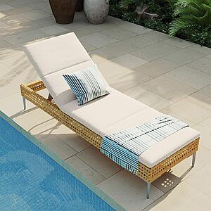 Grand patio Wicker Outdoor Chaise Lounge, 3 Adjustable Positions, Cream $100